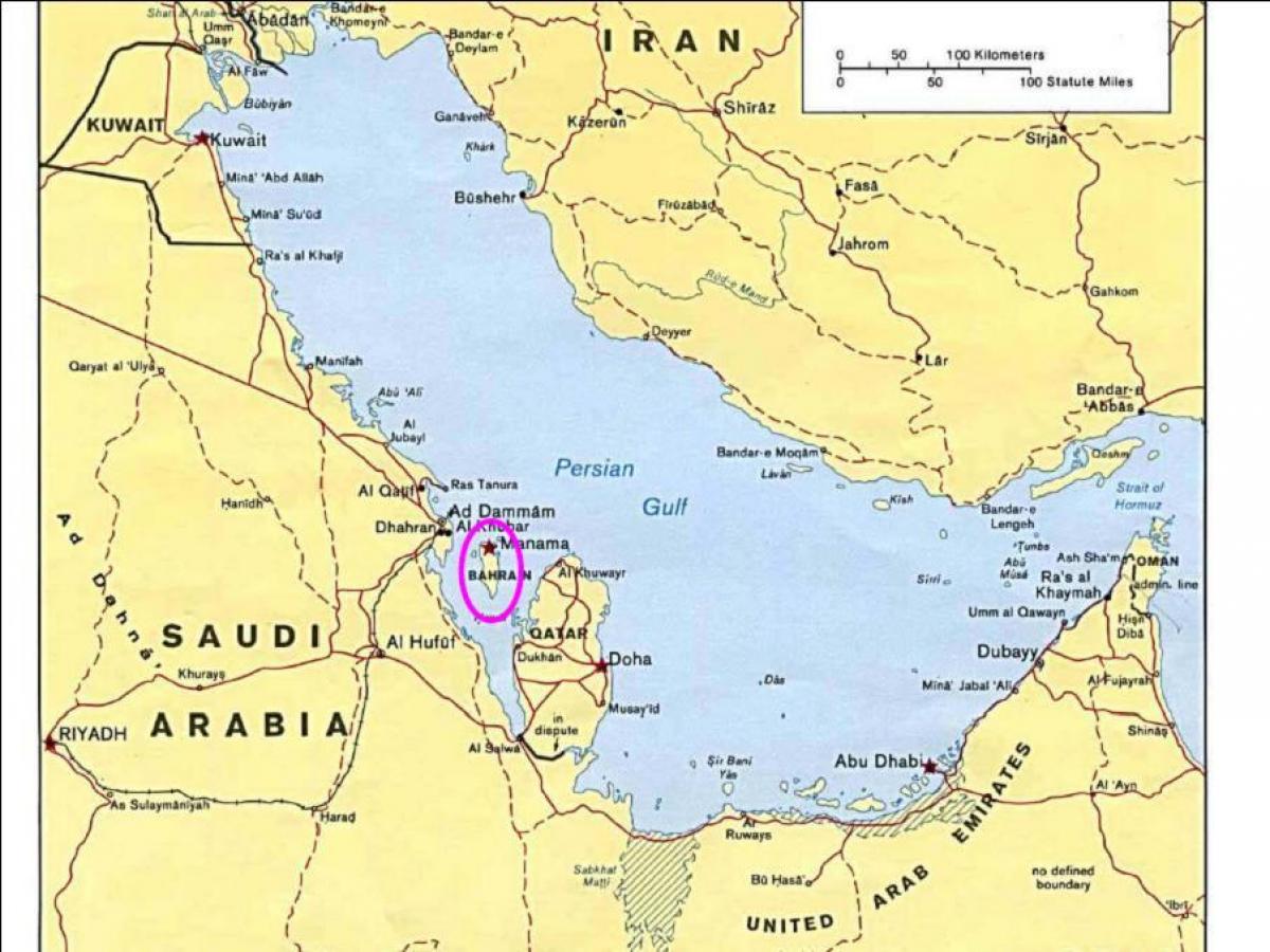 kaart van Bahrein eiland 