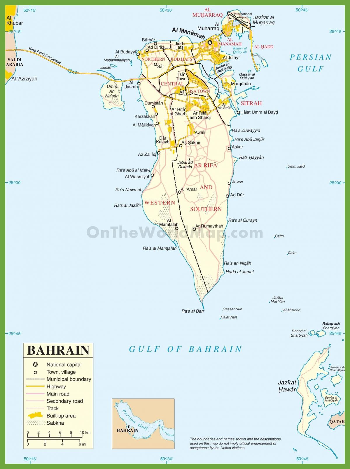 Bahrein steden kaart