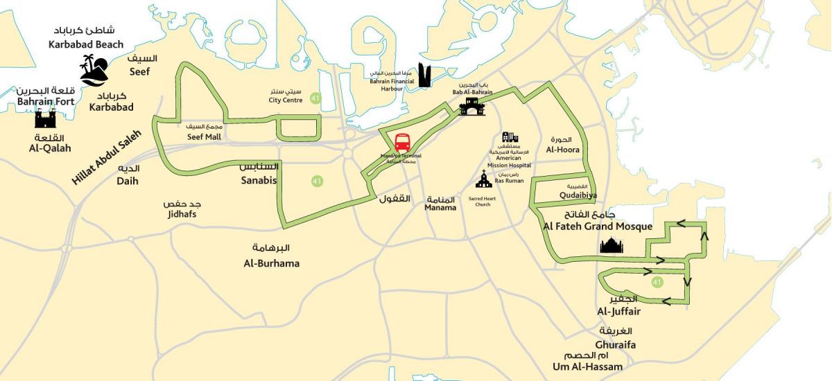 kaart van de stad, Bahrein