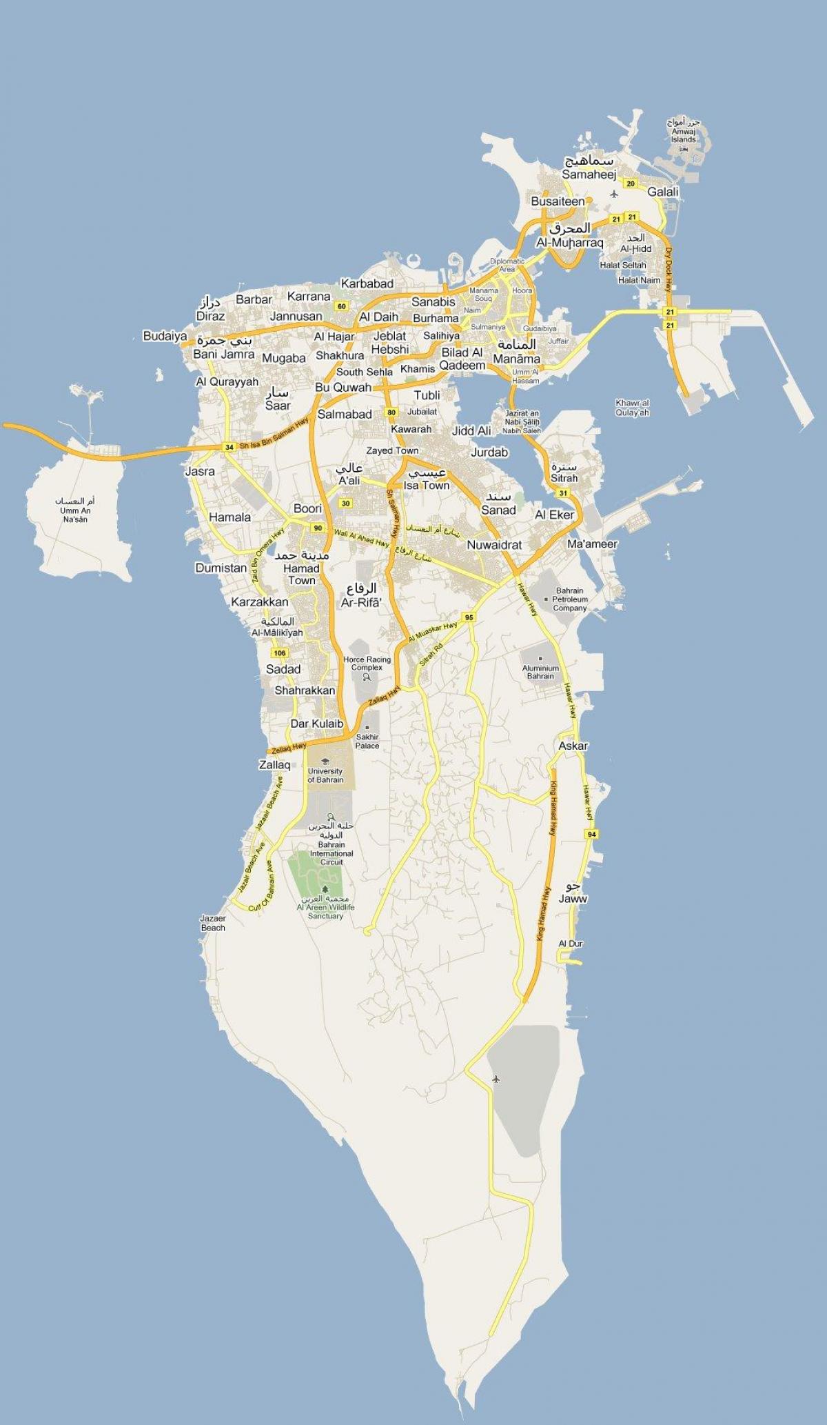 kaart van de straat kaart van Bahrein