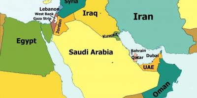 Kaart van Bahrein en de omliggende landen